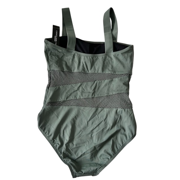 Carmen Marc Valvo Green One Piece Swimsuit SZ 12 - Picture 2 of 5